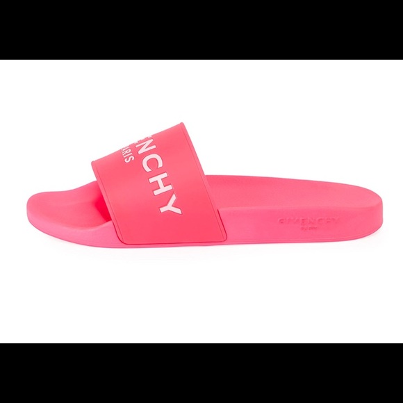 neon givenchy slides